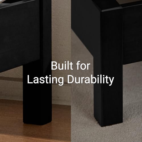 Image of LIFEMENT King Bed Frame Signature Wood Platform, Noise Free, Under Bed Storage, No Box Spring Needed, Easy Assembly, Black
