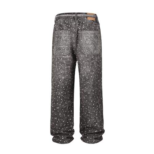 Baggy Rhinestone Jeans Y2K Oversized Wide Leg Denim Pants Vintage Sparkly Casual Denim Pants Hip Hop Streetwear Jeans2