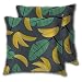 SAIAOS Copri Cuscini per Divano,Banana Gialla E Foglie Di Banana Verde,Pezzi Copricuscini Divano Decorativi per Divano Casa Soggiorno Camera da Letto Decorazione,50x50cm