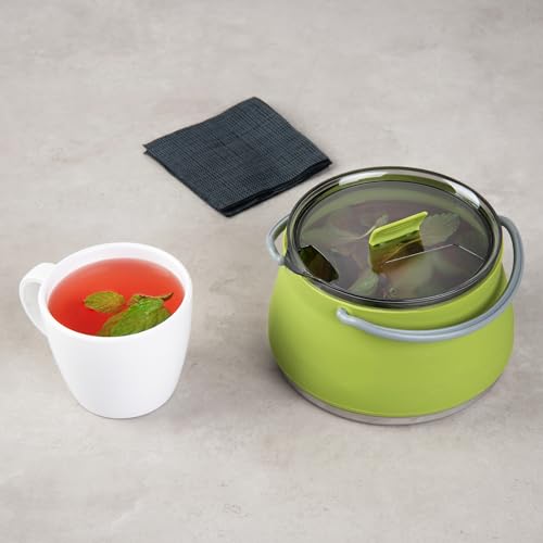 Image of Restaurantware-Hi Tek 1 Liter Collapsible Camping Kettle, 20 Portable Cook Pots - With Perforated Lid, Stainless Steel Bottom, Silicone Camping Coffee Pots, With High Heat Nylon Handles, For Travel