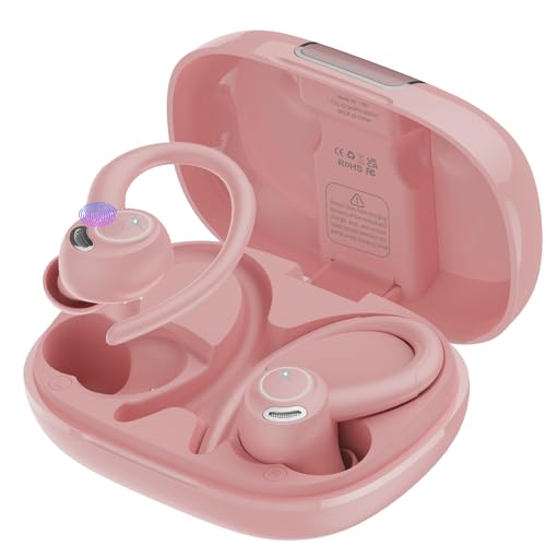 Csasan Wireless Earbuds Sport, Bluetooth 5.3 Headphones with ENC Noise Canceling Mic, 3D Stereo Wireless Headphones, 48H LED Display Wireless Ear buds with Earhooks, IP7 Waterproof for Running, Gym