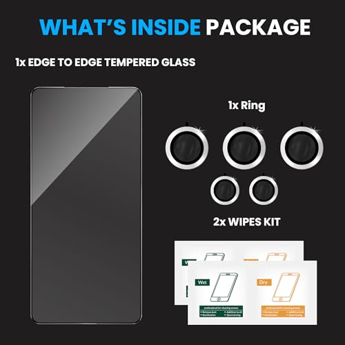 Image of FIRST MART Tempered Glass for Samsung Galaxy S26 Ultra 5G with Silver Camera Ring Guard & Installation Kit | HD Clear Edge-to-Edge Screen Protector, Scratch Resistant, Case-Friendly | Pack of 1