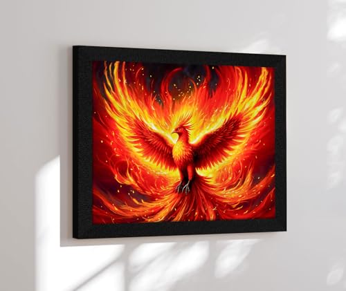 Image of ArtX Paper Phoenix Bird Picture As Per Vastu, Big Size Wall Art, Rising Phoenix Painting, Wall Decor, Multicolor, Nature, 10.0 X 13.0 inch, Set of 1