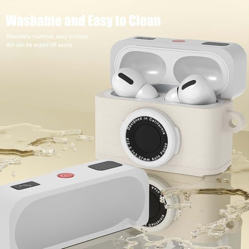 Image of Silicone Case for Apple Airpods Pro 3 (2025) Cute Design for Airpods Pro 3rd Gen with Keychain Shockproof Protective Case (Camera Beige)