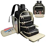 Covkev Nail Polish Organizer Backpack Holds 140 Bottles& UV Lamp, Extra Large Nail Art Supplies Storage Bag with 4 Removable Sponge Pouches, Travel Carry Case for Gel Polishes, Nail Tools& Nail Kits