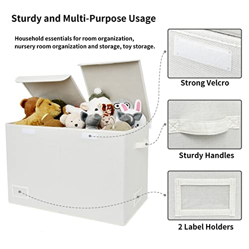 Granny Says Extra Large Storage Bin With Lid, Fabric Closet Bin Storage Organizer For Home, Storage Box Decorative For Organizing Bedroom Wardrobe, Pearl White, 1-Pack #TOP2