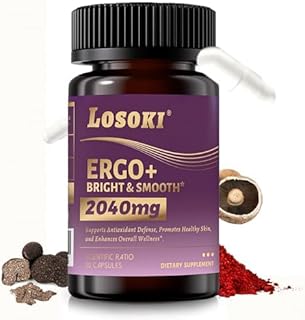 Losoki Ergothioneine Supplement – Ergo+ 2040 mg – with Spermidine, Astaxanthin & Black Truffle – Supports Firm, Hydrated Skin & Hair & Nails – Anti Aging Supplement- 30 Capsules