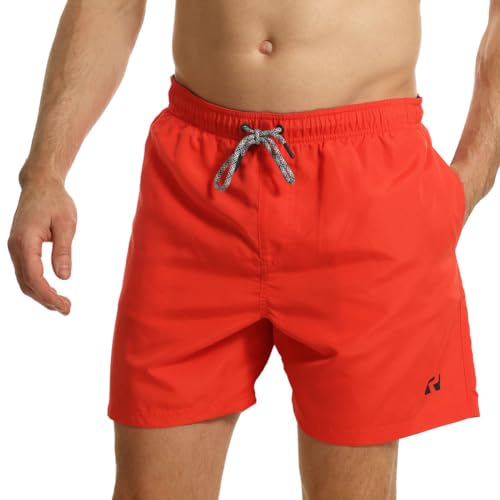 RIPT Herren Essentials Quick Dry UV 50 Sonnenschutz Badeshorts Badehose, Rot, XL