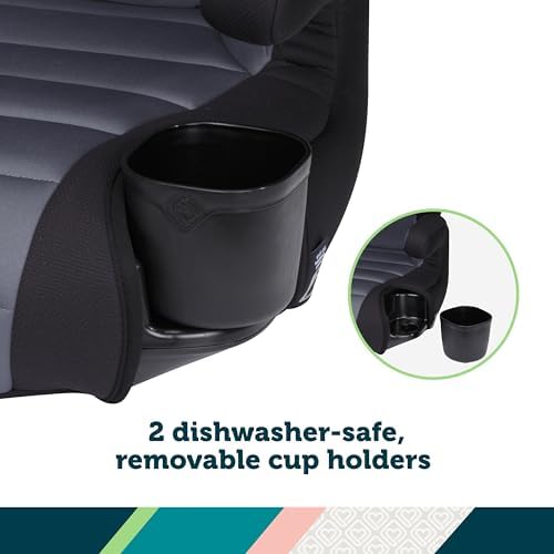 Safety 1st Grow and Go 2-in-1 Booster Car Seat with ComfortWings, Converts High-Back to Backless, 19" Wide, Slim Design, Lightweight, Foldable, Easy-Clean, Cup Holders, 40-100 lbs, Black Sand - 5
