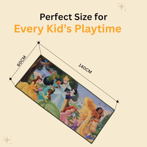 Image of Athom Living Disney Princess Friends Runner Carpet 2x4.5 Ft, Soft Printed Mat with Anti-Skid Backing, Durable Washable Runner for Kids Bedroom, Play Area & Playroom Decor