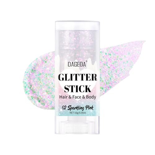 Prreal Stick de paillettes pour le corps, maquillage gel de paillettes pour le visage, paillettes capillaires holographiques, paillettes de sirène pour...