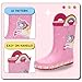 EUXTERPA Toddler Rain Boots for Girls Waterproof Kids Printed Rubber Boots with Easy On Handles, Pink Unicorn, Toddler Size 7