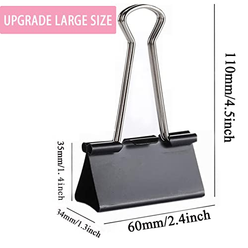 Extra Large Binder Clips 2.4 Inch (24 Pack), Upgrade Giant Binder Clips Big Paper Clips Clamps for Office and Home Supplies, Black image 3