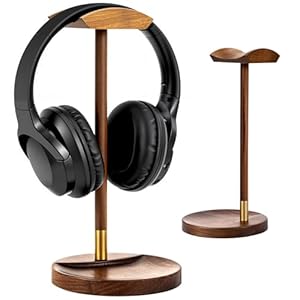 Plehood Headphone Stand für Schreibtisch, massiver Holz Gaming-Headset-Ständer, Holz-Headphone-Halter mit Stauraum für AirPods Max und mehr