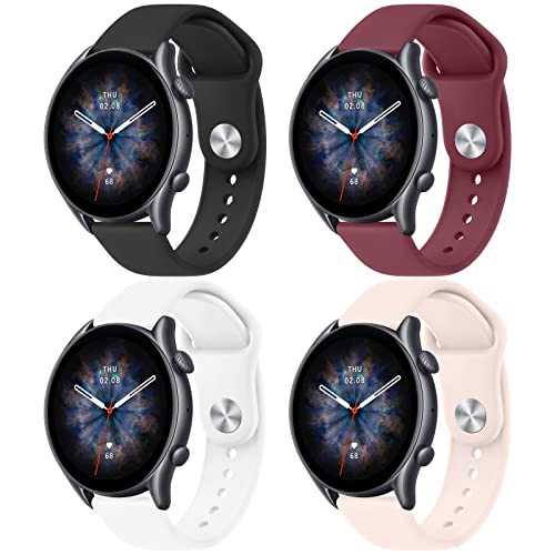 [Amzpas] �V���R���o���h Amazfit GTR 3 Pro/GTR 3/ GTR 2e/ GTR 2/ GTR 4/ Amazfit GTR 47mm �X�}�[�g�E�H�b�`�p 22mm 4�p�b�N �\�t�g�N�C�b�N�����[�X�����p���X�g�o���h �V���v����