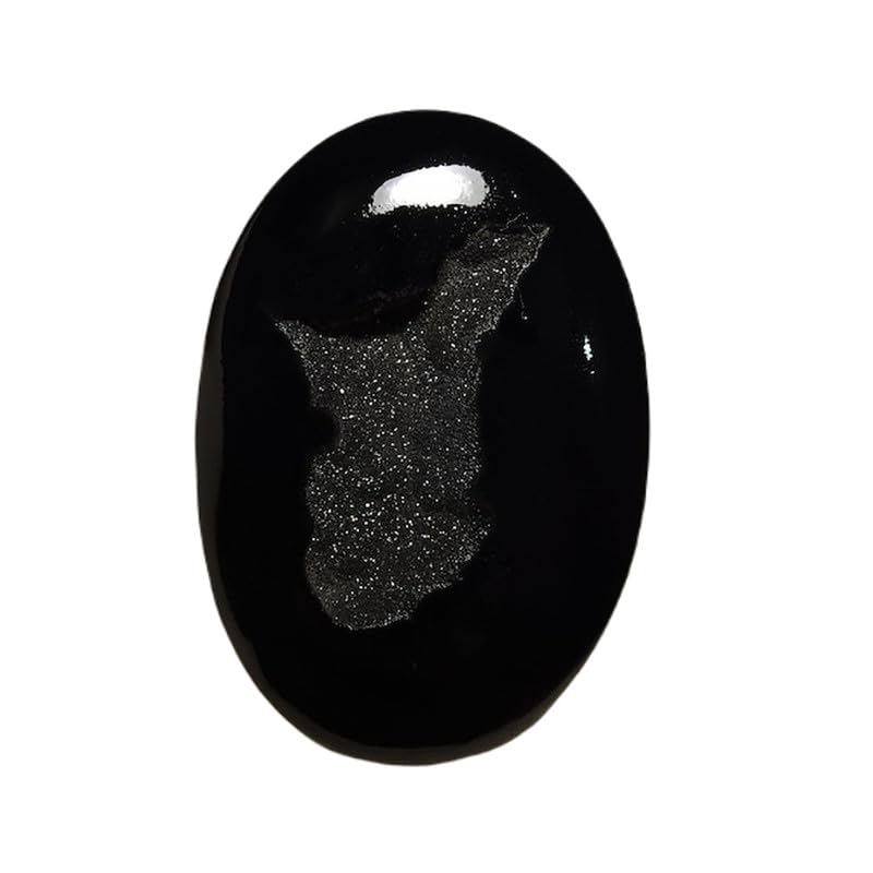 Onyx noir naturel pierre précieuse en vrac 57x40x7mm cabochon ovale pour bricolage