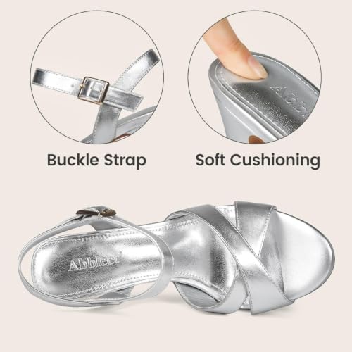Image of Platform High Heels for Women Strappy Chunky Heels Sandals for Women Open Toe Block Heeled Sandals with Ankle Strap Summer Dress Shoes