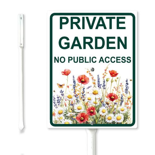 Geroclonup Private Garden No Public Access Yard Sign with Stake 11.5x15cm Sturdy Aluminum Rustproof Outdoor Lawn Decor for Garden Front Door Outdoor Use Easy to Install