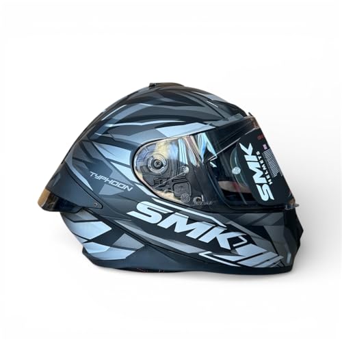 SMK Typhoon Rival Full Face Dual Visor Helmet, Dual Spoiler, ISI DOT ECE 22.06 Certified (MA266 (Matt Black Grey), 600 MM (XL))