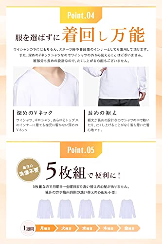 IGRESS EASY-MODE-T インナーシャツ メンズ 防寒 肌着 5枚組 裏起毛 長袖 vネック の商品画像 5