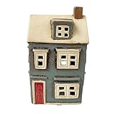 Retro Grey Ceramic Village Country House Home Ornament Tea Light Candle Holder 21cm - Image 1