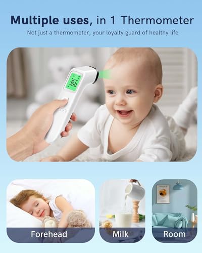 No-Touch Forehead Thermometer for Adults, Infrared Digital Thermometers for Kids, Touchless Baby Thermometer, Accurate Reading with LCD Display, Mute Mode, Memory Recall, Fever Alarm - Image 4