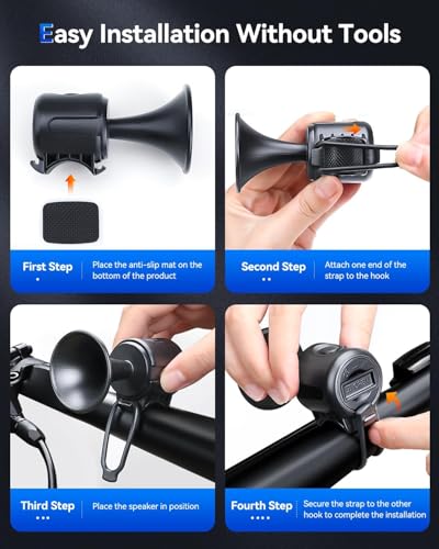 Electric Bike Horn with 120dB Sound, 300mAh Battery, Waterproof, Loud Alert for Cyclists (Black) 7 41LBqgenRyL