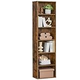 VASAGLE Bücherregal, 6-stöckiges Regal, offenes Aufbewahrungsregal, Standregal, 24 x 40 x 178,5 cm, für Wohnzimmer, Homeoffice, Esszimmer, vintagebraun LBC167K01