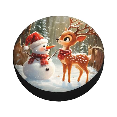 Image of Christmas Reindeer Spare Tire Cover Winter Weatherproof Universal Wheel Protectors Christmas New Year Wheel Covers for Rv Camper Travel Trailer SUV Truck 16 Inch Holiday Xmas Decor
