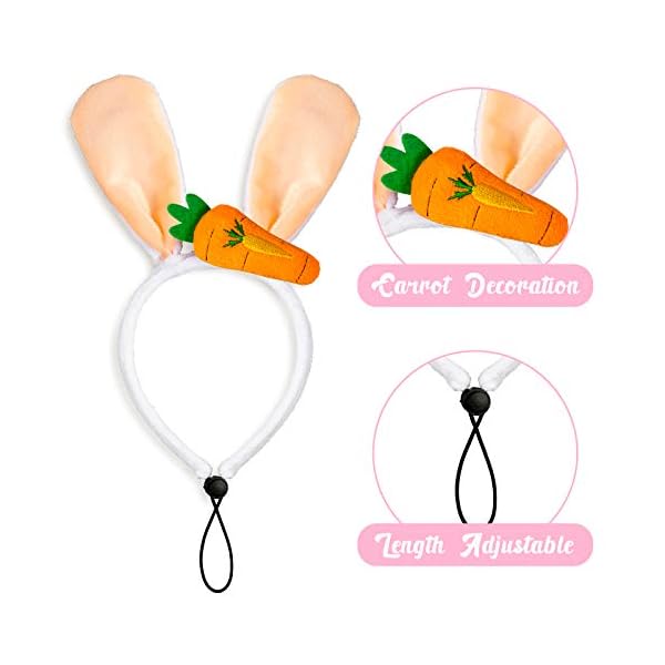 Whaline easter dog headbands easter bunny rabbit ear headwear cute carrot hair band adjustable pet easter party costume accessories for dog cat puppy, 3pcs - image 4