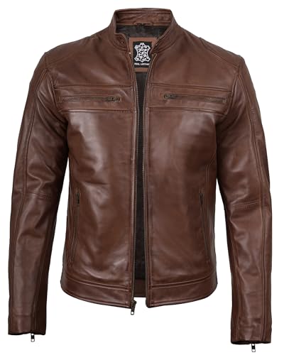 Image of Decrum Real Lambskin Leather Jackets for Men with Zipper Closure