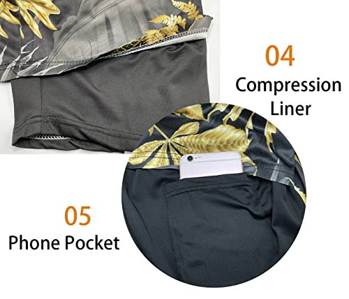 feelacle Mens Swim Trunks 9" Inseam Board Shorts Beach Swimwear Bathing Suit with Compression Lined and Pockets4