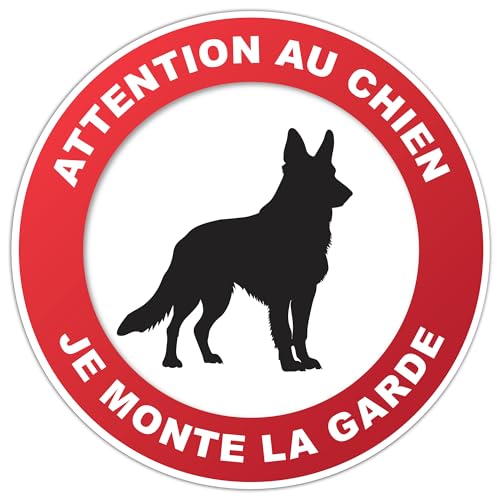 Panneau Attention Au Chien - Je Monte La Garde - Rigide et Rond - Diamètre 190 mm - Epaisseur 1.2...