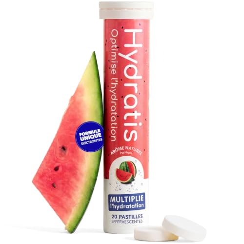 HYDRATIS - Pastilles Hydratation Electrolytes - Pastèque - Améliore l'Hydratation et Favorise l'Énergie - Formule Isotonique - Sport, Récupération, Bien-être - 1 tube (20 Pastilles)