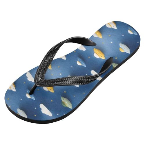 Flip Flop Sandals Cartoon Ufo Print for Women Men Beach Outdoor XS2