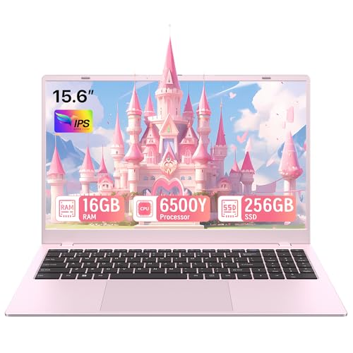 Image of 15.6 inch Pink Laptop, Laptop with 16GB RAM 256GB SSD, Gold 6500Y(Beat Pentium, Up to 3.4GHz), 1080P FHD IPS Display, Bluetooth, WIFI, HDMI, USB-C, USB3.2, 38WH Battery, Laptop Computer for Students
