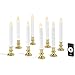 LampLust Window Candles with Gold Holders - Battery Operated White Flameless Taper, Removable Base, Flickering LED Light, Remote Control & Batteries Included, Home & Wedding Decor - 8 Pack