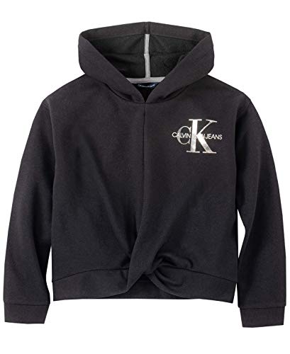 Calvin Klein Little Girls' Pullover Hoodie, Anthracite Twist, 6