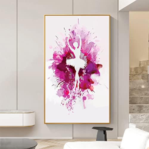 Toile rose rouge danse fille 60x100cm pour habiller un grand mur vide de salon