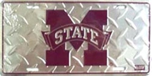 Mississippi State University Bulldogs Dawg Embossed Diamond Aluminum Automotive Novelty License Plate Tag Sign