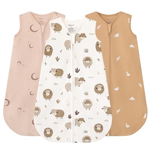 Image of JELLYMONI Baby Sleep Sack 12-18M, 0.5 TOG, 100% Cotton Wearable Blanket | 3 Pack, Soft Cotton Fabric, Breathable Lightweight Sleeveless Sleep Sack, Pre-Shrunk, 2-Way Zipper