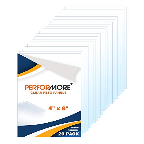 Performore 20 Pack of 4x6 Inch Plexiglass Sheet with Protective Film, 0.04" (1mm) Thick PETG Panels, Clear Acrylic Plastic Sheet - Picture Frame Glass Replacement, Flexible Acrylic Sheet
