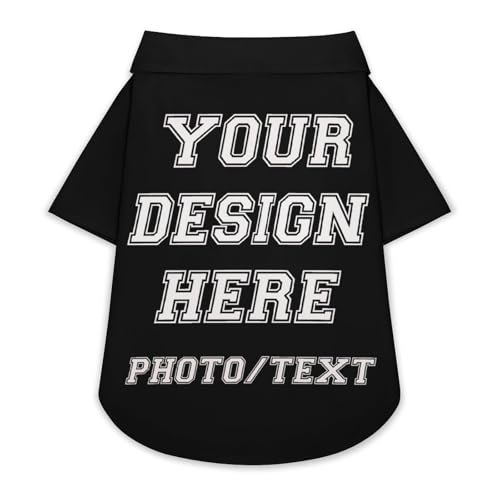 Custom Pet Shirt for Dogs adn Cat Add Own Image and Text Design Soft Comfy Pet T-Shirt Customized Personalized Summer Short Sleeve Breathable Lightweight Classic Pets Clothes X-Small Black