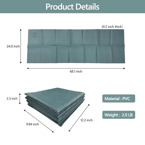 Image of Primasole Folding Yoga Travel Pilates Mat Foldable Easy to Carry to Class Beach Park Tear resistant Travel Picnics 4mm Thick 9 Colors