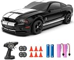 YONCHER RC Voiture Drift, Voiture Télécommande pour Enfants Ford Mustang Shelby GT500 Officieusement autorisée, 1:24 20KM/H 4WD RC Voitures avec lumières, Fast Racing Toy Car pour les garçons, Noir