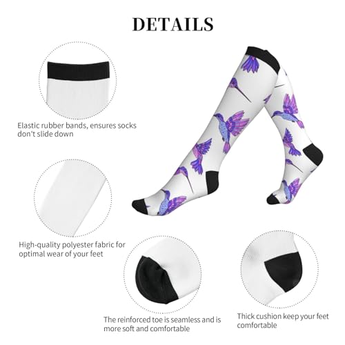 VOSERY Compression Socks for Women Men - Purple Hummingbird Knee High Compression Stockings for Women Men4
