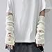 Feelorna Women's Arm Warmers, Fashion Warm Knitted Arm Warmers Cute Long Fingerless Gloves Y2k Arm Sleeve with Thumb Hole (White)