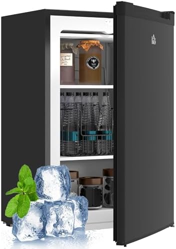 HOMCOM Mini Freezer Countertop, 3 Cu.Ft Compact Upright Freezer w...
