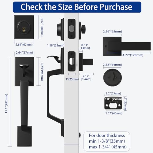 Camtek Matte Black Double Front Door Handle Set, French Door Locks for Double Doors with Smooth Deadbolt & Dummy Handle, Double Door Lock Easy to Install, Durable Construction for Front Door by Camtek - Image 5