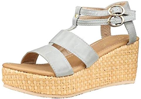 Grey Wedge Heel Sandals 